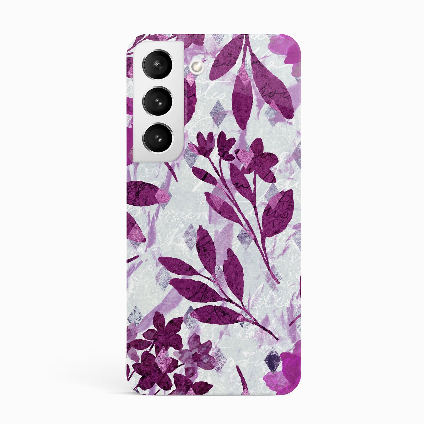 Purple Flower Pattern Case Samsung Galaxy S23 Phone Case