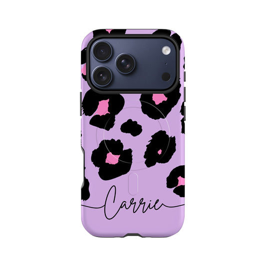 Purple Pink Leopard Print Custom Magsafe Case