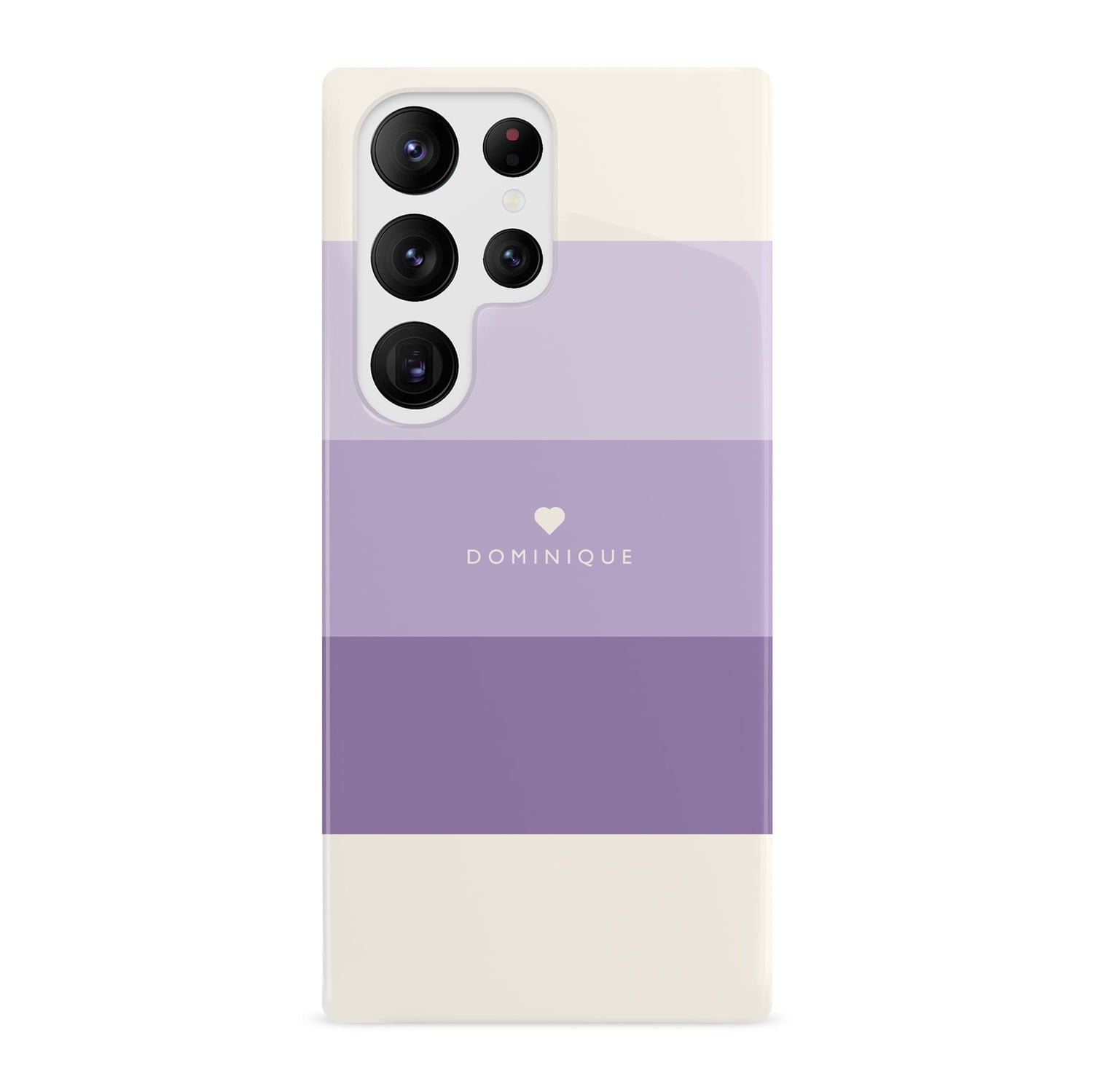 Purple Stripe Name and Heart Case Samsung Galaxy S23 Ultra Phone Case