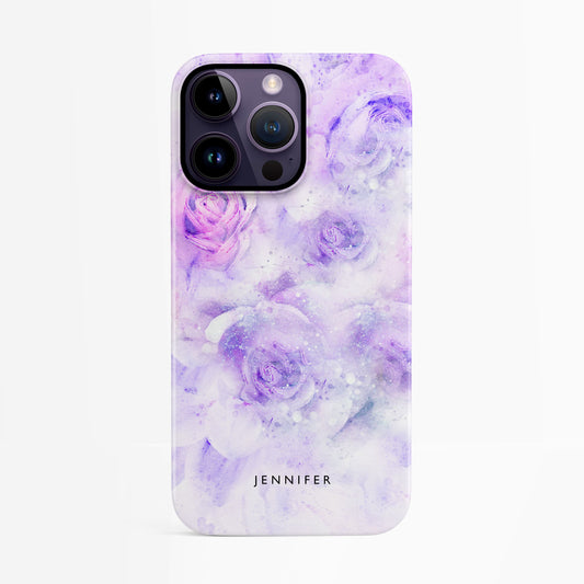 Purple Watercolour Floral Custom Name Case iPhone 14 Phone Case