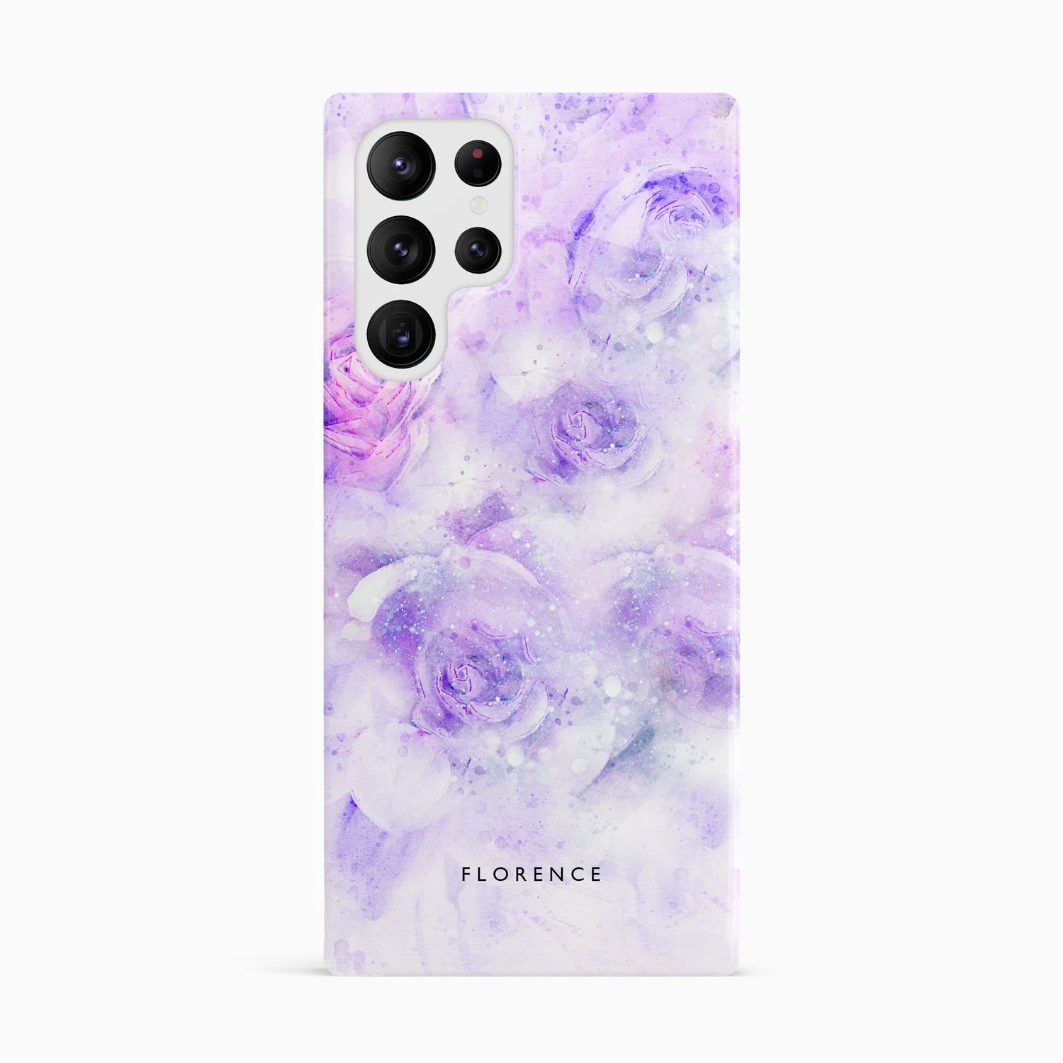 Purple Watercolour Floral Custom Name Case Samsung Galaxy S23 Ultra Phone Case