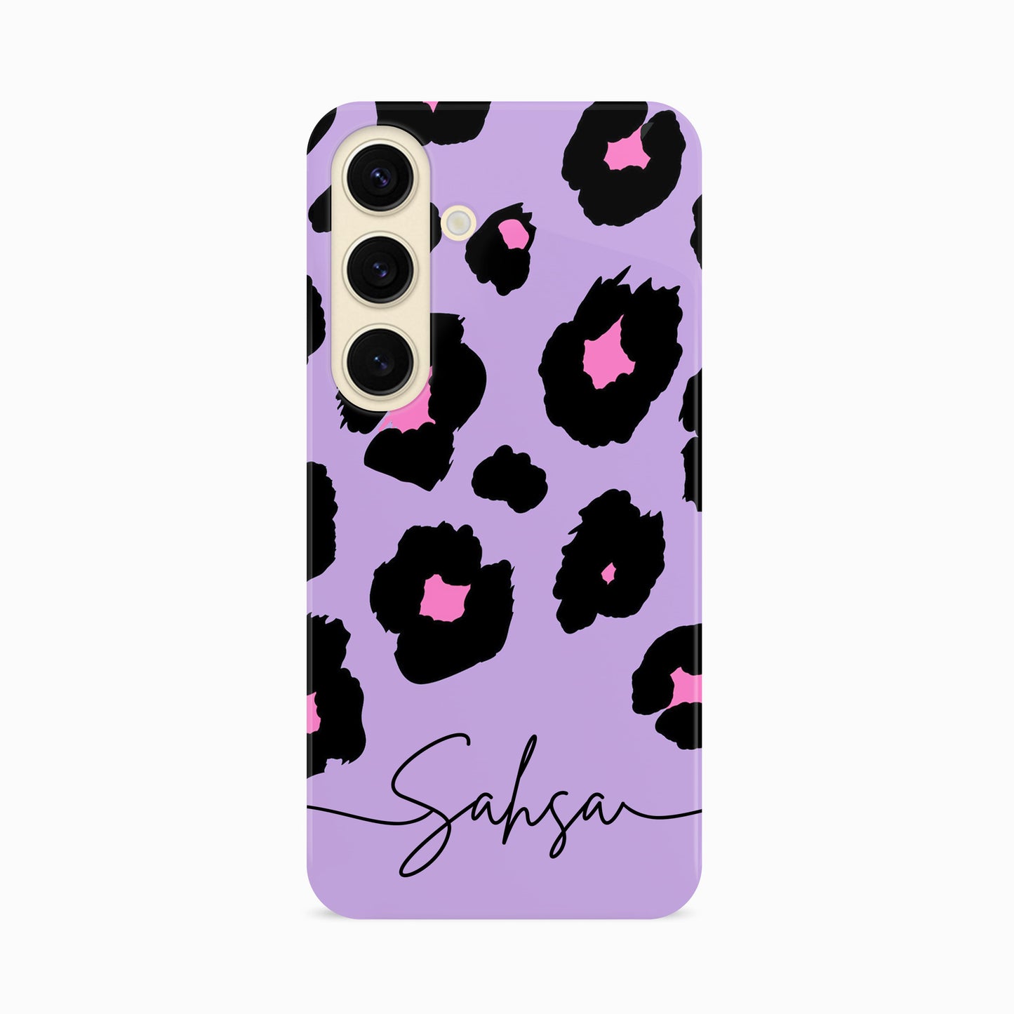 Purple Personalised Leopard Print Phone Case Samsung Galaxy S24 Phone Case