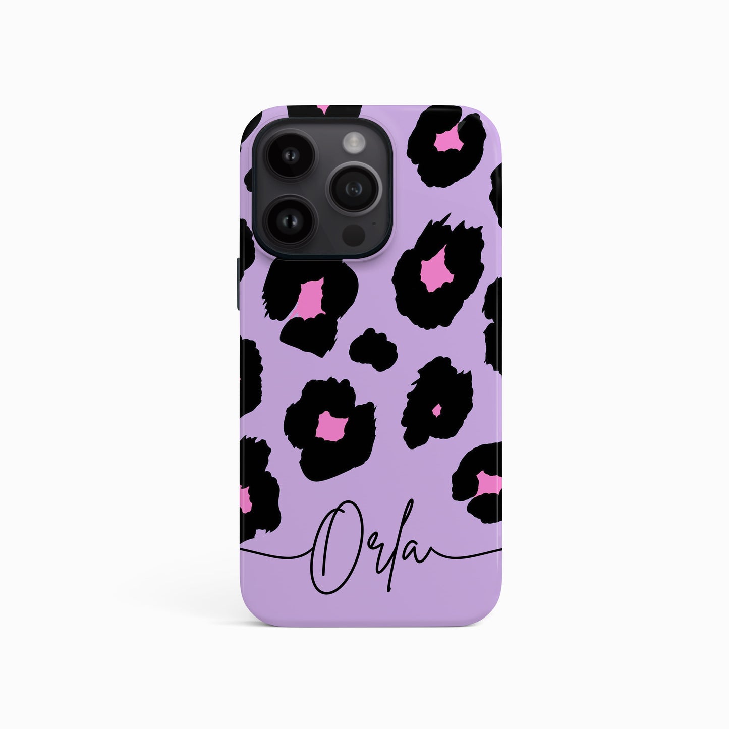 Purple Personalised Leopard Print Phone Case iPhone 15 Phone Case
