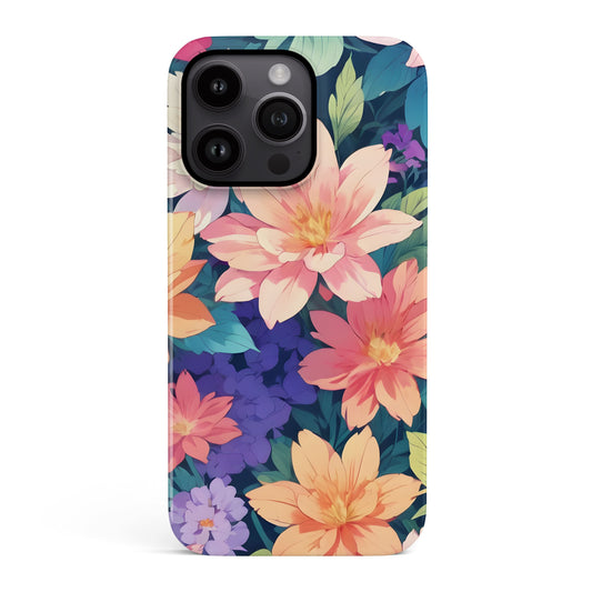 Japanese Rainbow Floral Print Case iPhone 15 Phone Case