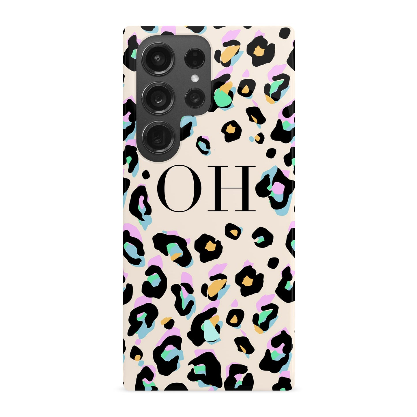 Rainbow Leopard Print Monogram Case Samsung Galaxy S23 Ultra Phone Case