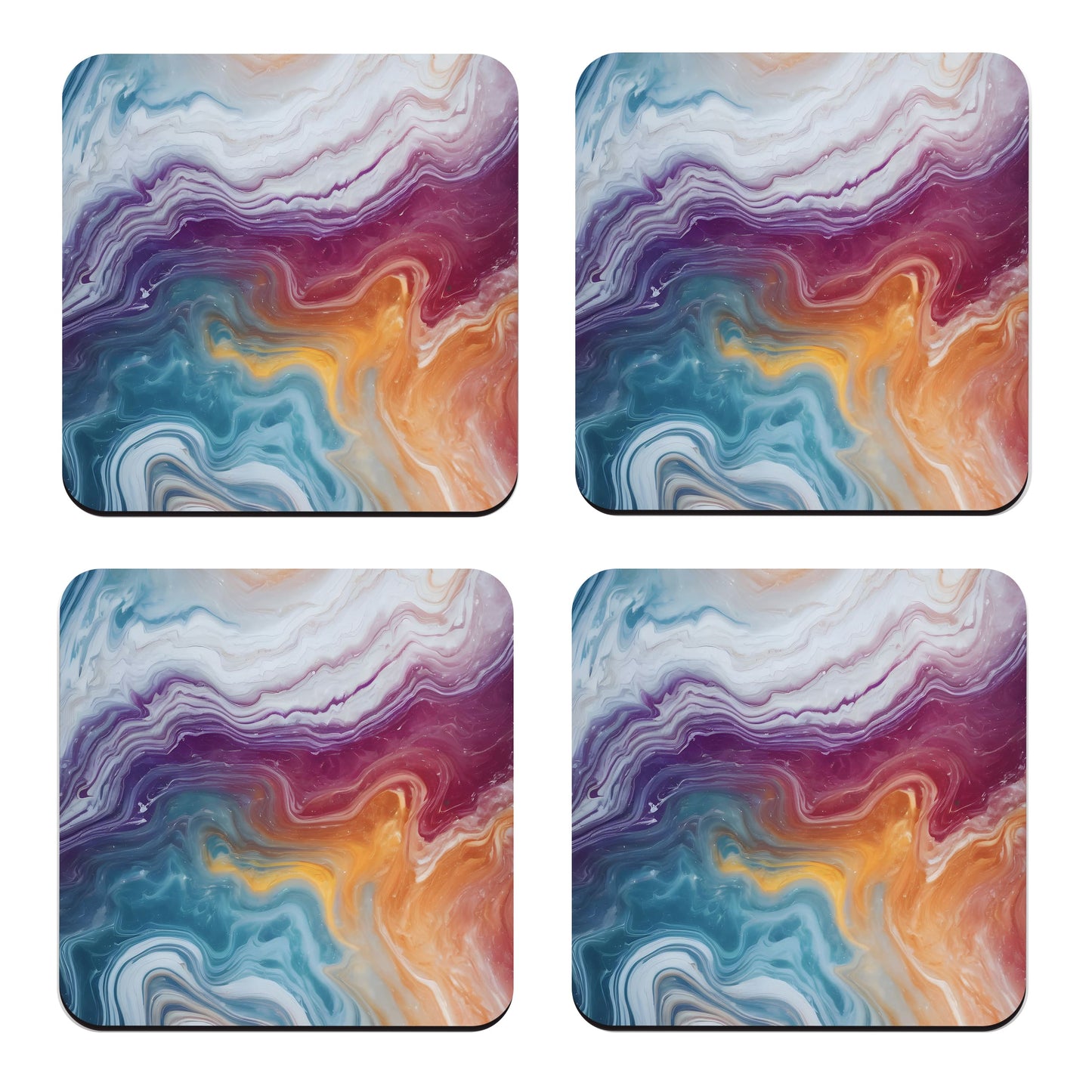 Rainbow Marble 4 x Coaster Set  Coaster