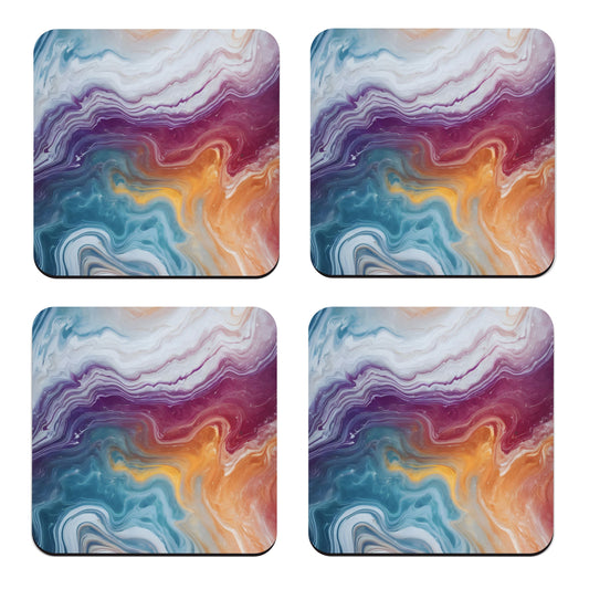 Rainbow Marble 4 x Coaster Set