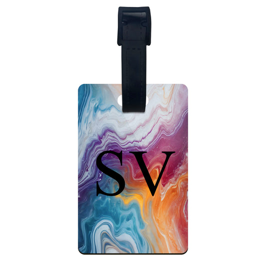 Personalised Rainbow Marble Print Luggage Tag  luggage tag