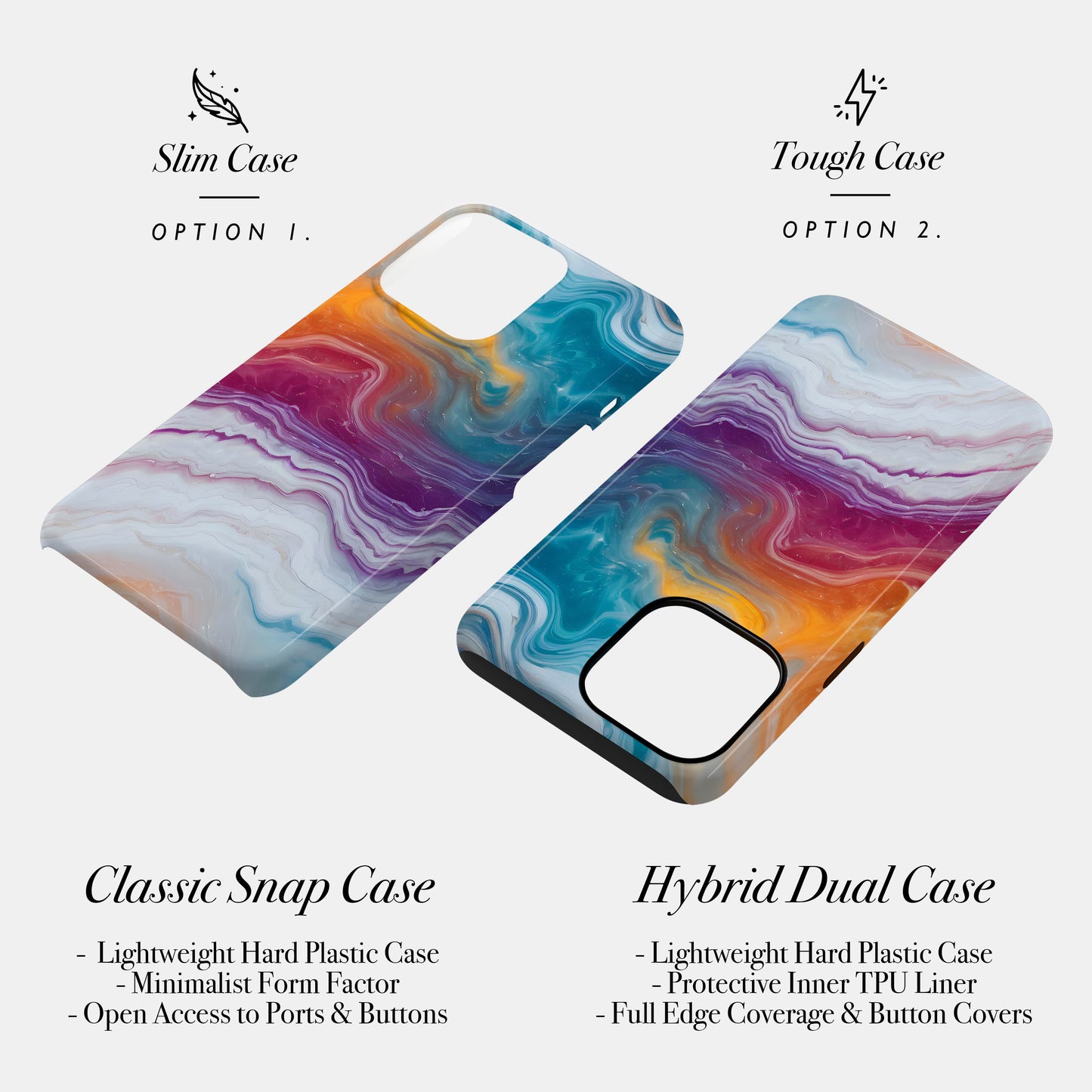 Custom Rainbow Marble Swirl Case Phone Case