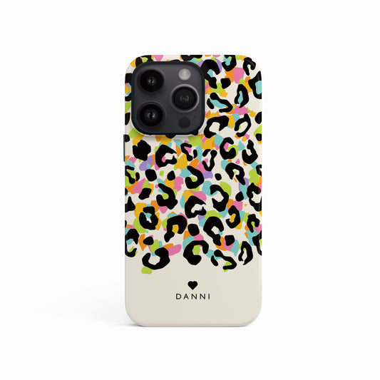 Abstract Rainbow Leopard Spots Personalised Case iPhone 15 Phone Case