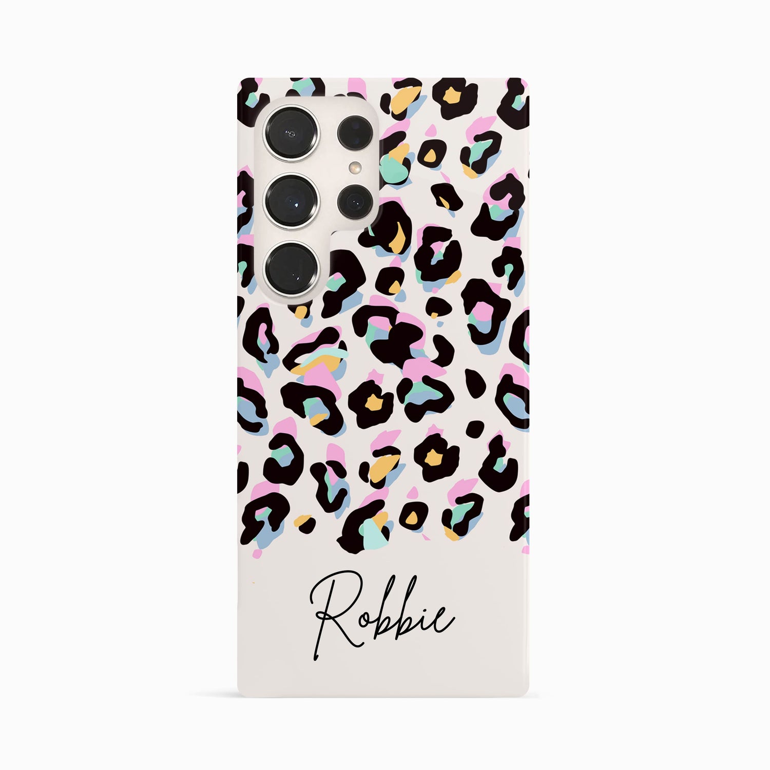 Custom Name Rainbow Leopard Print Phone Case Samsung Galaxy S23 Ultra Phone Case