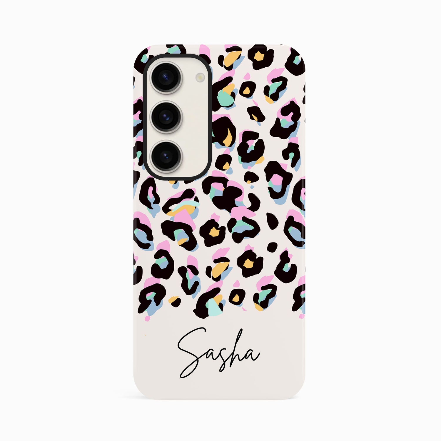 Custom Name Rainbow Leopard Print Phone Case Samsung Galaxy S23 Phone Case