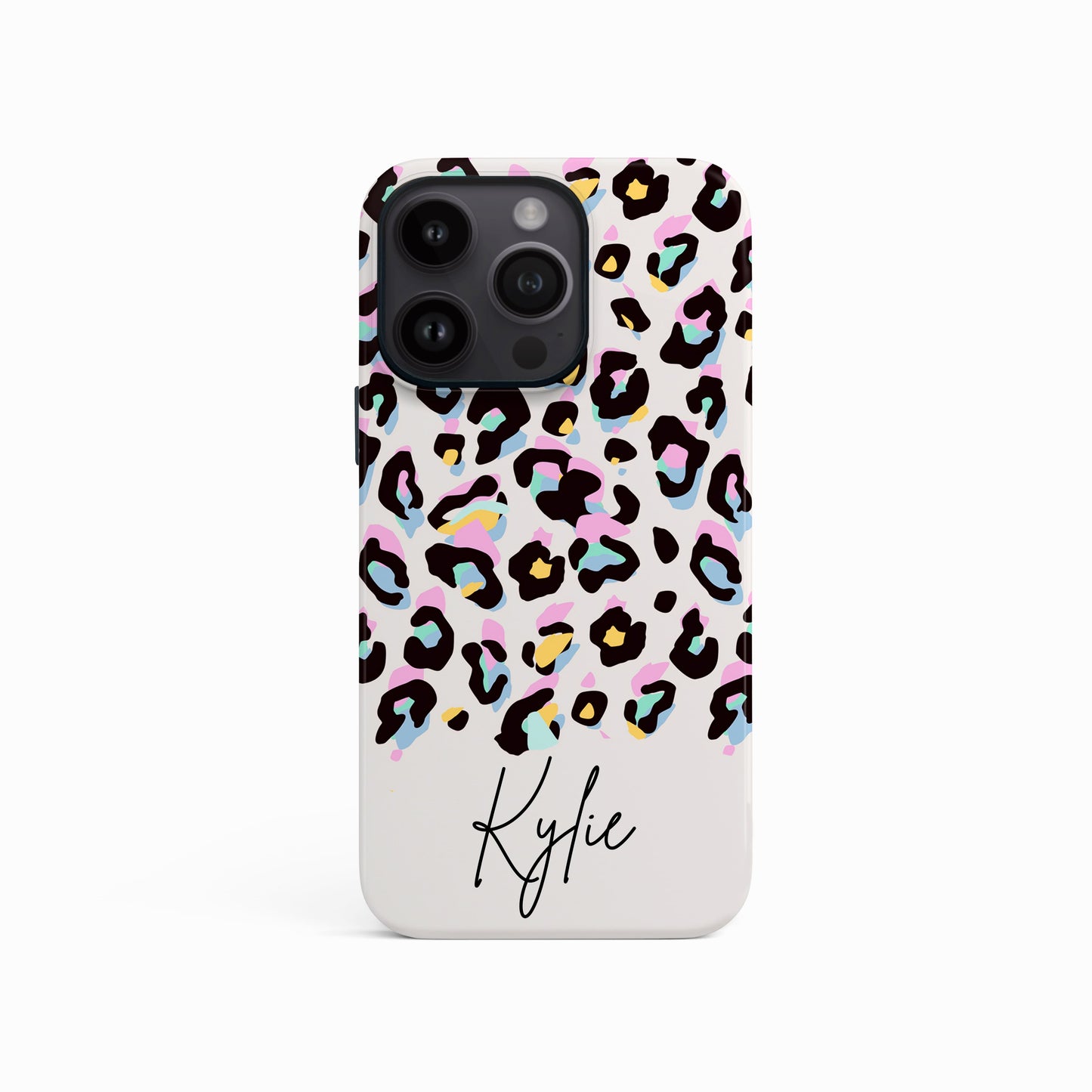 Custom Name Rainbow Leopard Print Phone Case iPhone 15 Phone Case