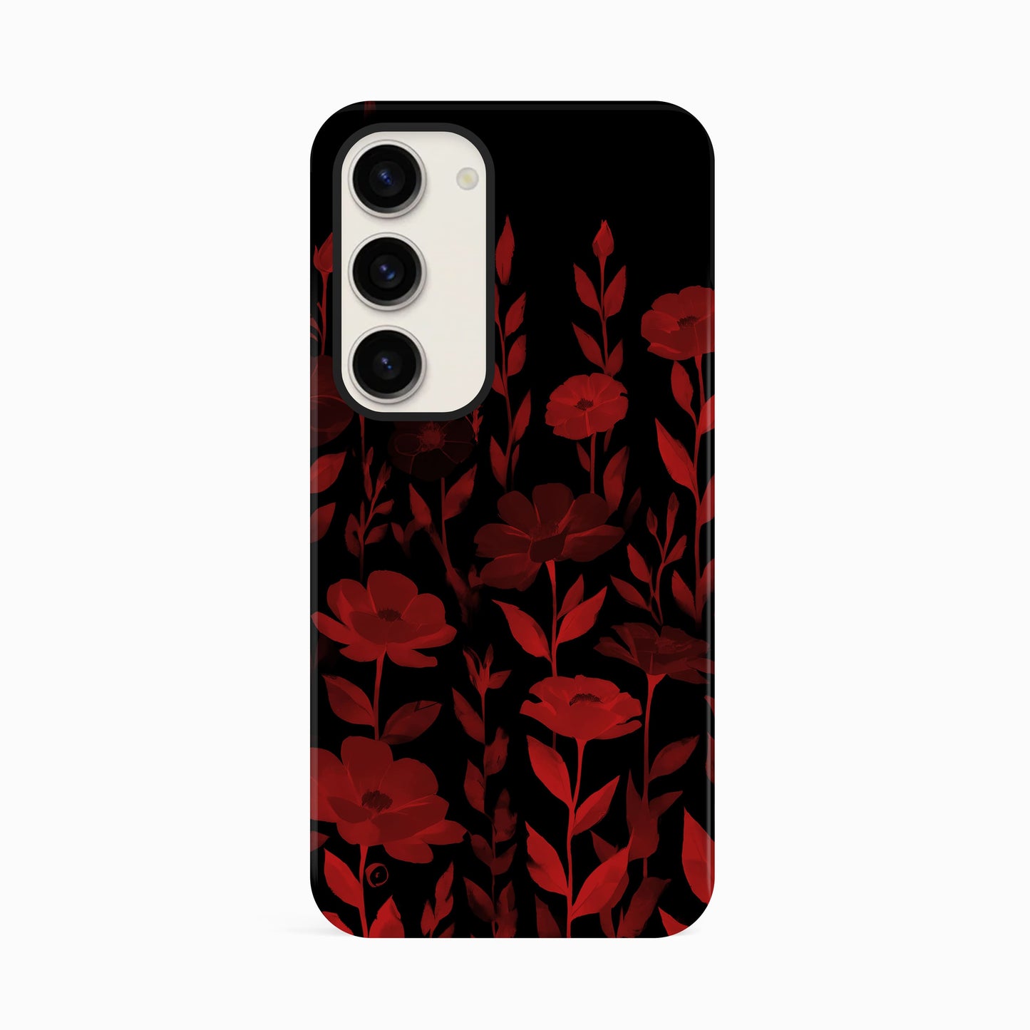 Red And Black Floral Print Phone Case Samsung Galaxy S23 Phone Case