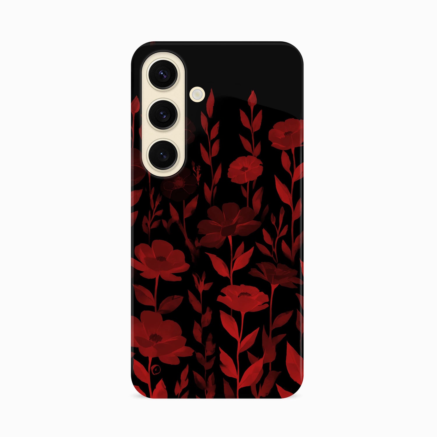 Red And Black Floral Print Phone Case Samsung Galaxy S24 Phone Case