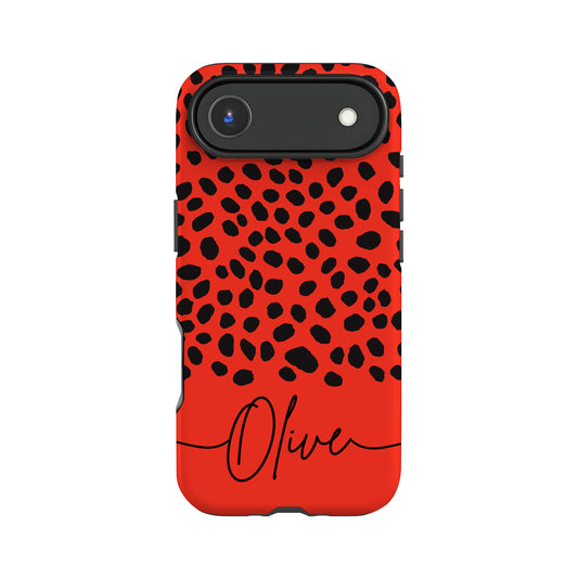 Personalised Red Cheetah Print Case iPhone 17 Air Phone Case
