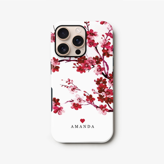 Winter Red Floral Personalised Case iPhone 16 Phone Case