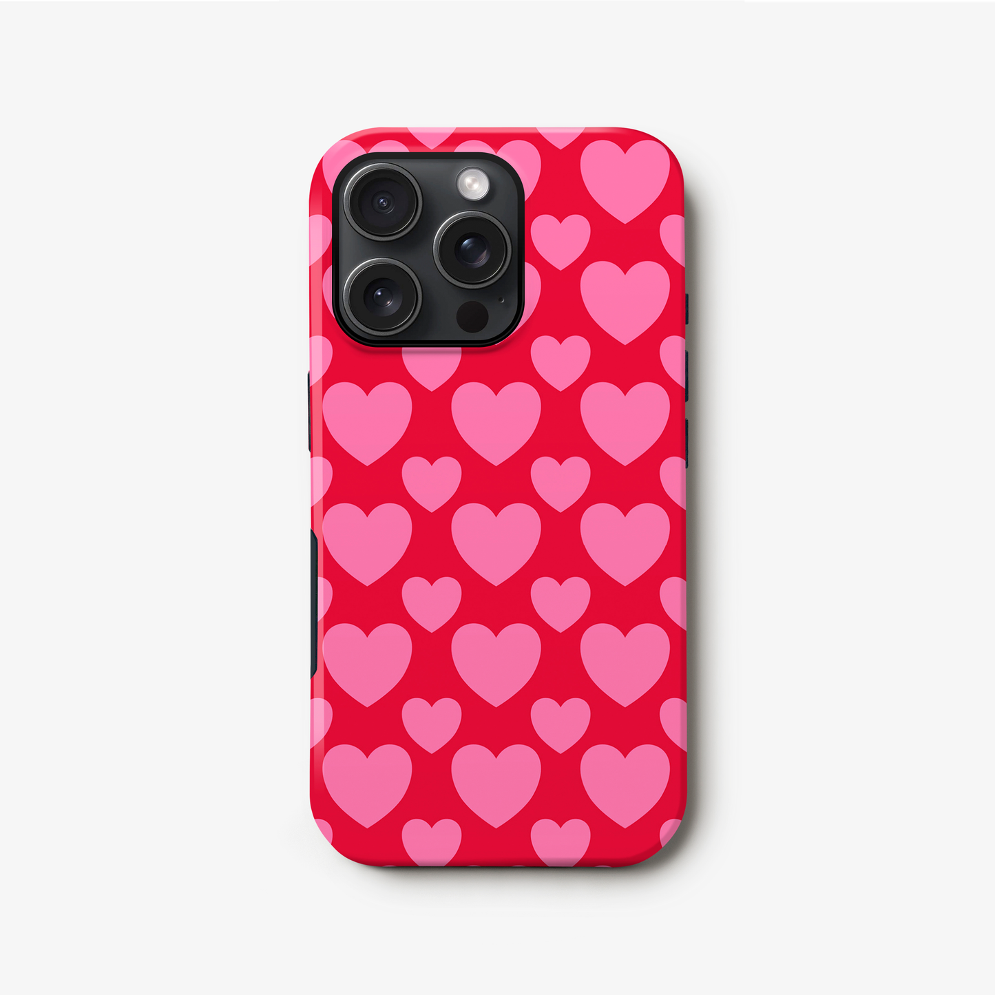 Pink and Red Love Heart Pattern Case iPhone 16 Phone Case