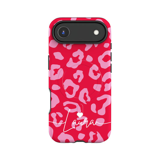 Red Pink Custom Leopard Print Magsafe Case
