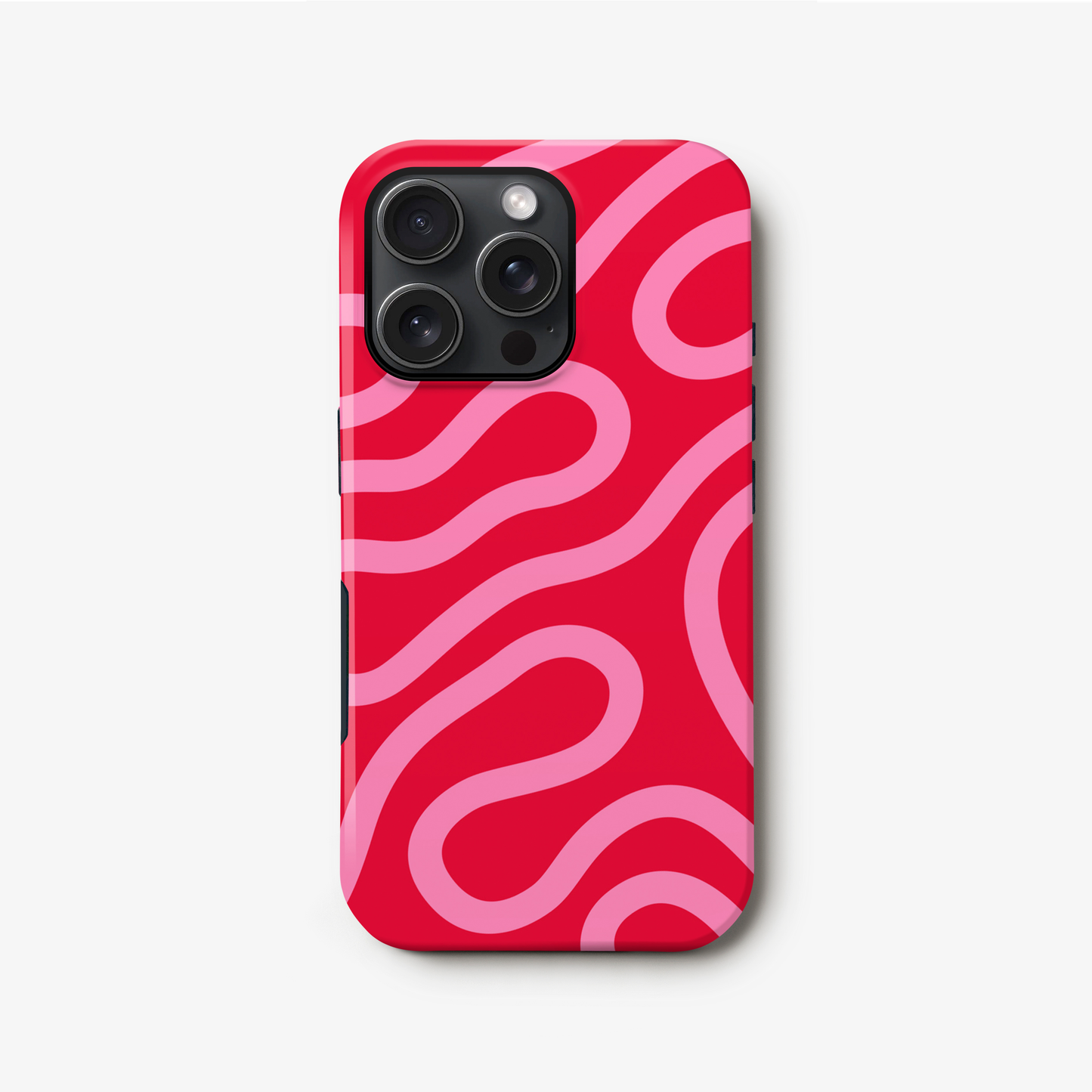 Red and Pink Wavy Lines Case iPhone 16 Phone Case