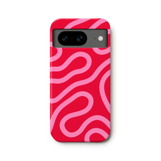 Red Pink Abstract Wavy Lines Google Pixel Case