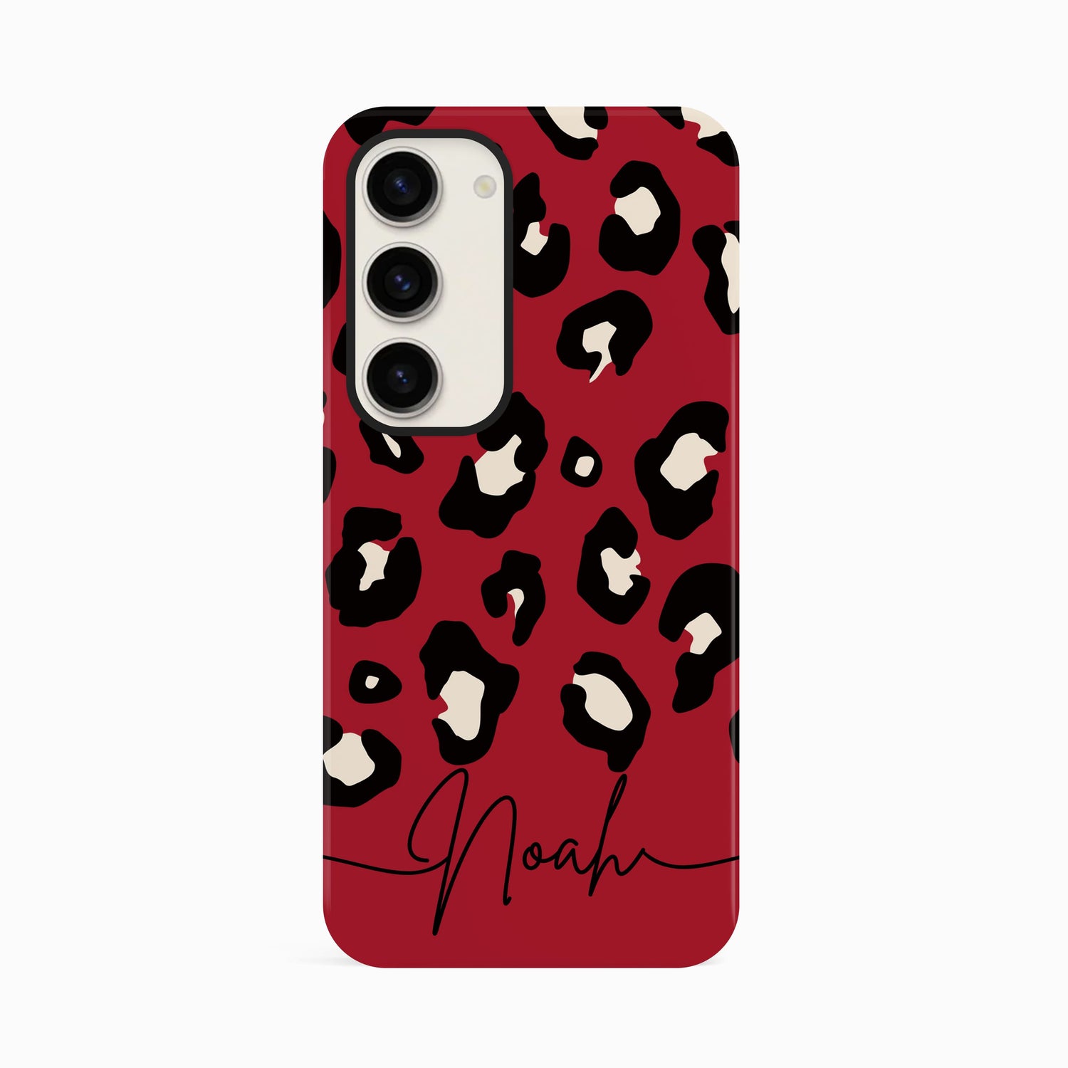 Custom Name Red Leopard Print Phone Case Samsung Galaxy S23 Phone Case