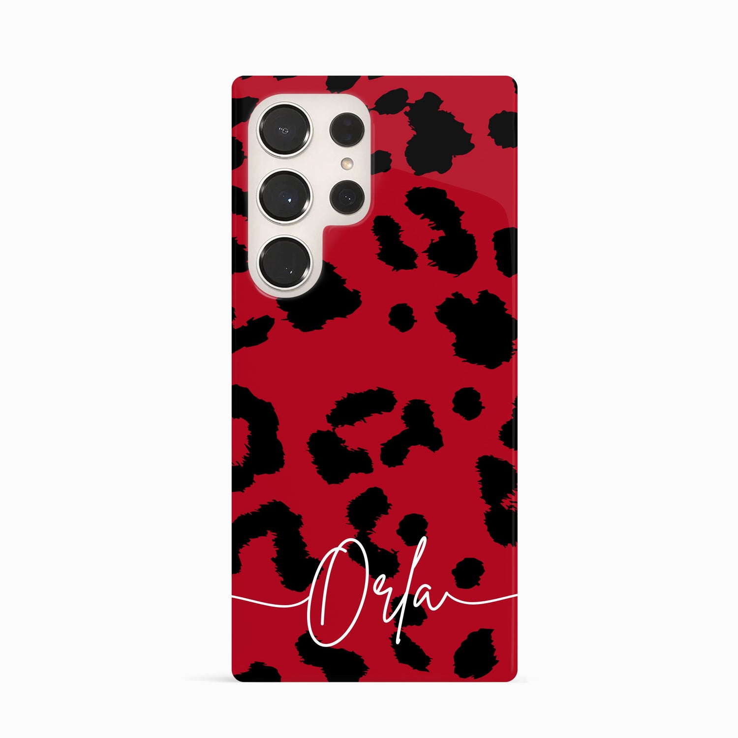 Red Leopard Print Personalised Phone Case Samsung Galaxy S24 Ultra Phone Case