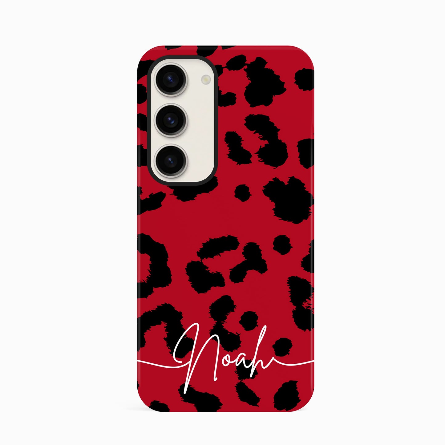 Red Leopard Print Personalised Phone Case Samsung Galaxy S23 Phone Case