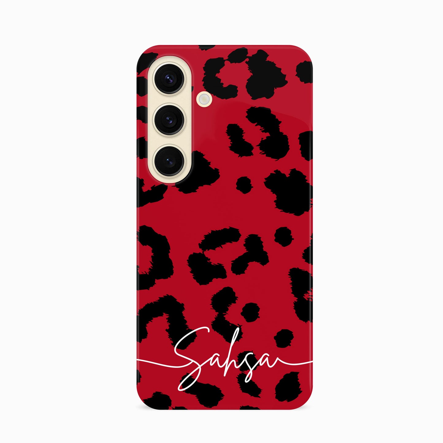 Red Leopard Print Personalised Phone Case Samsung Galaxy S24 Phone Case