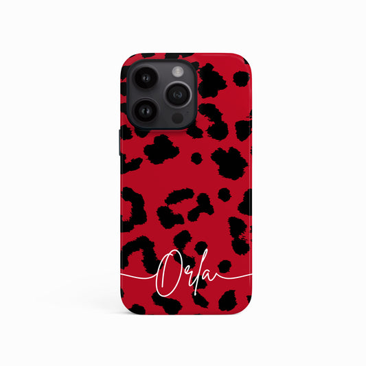 Red Leopard Print Personalised Phone Case iPhone 15 Phone Case
