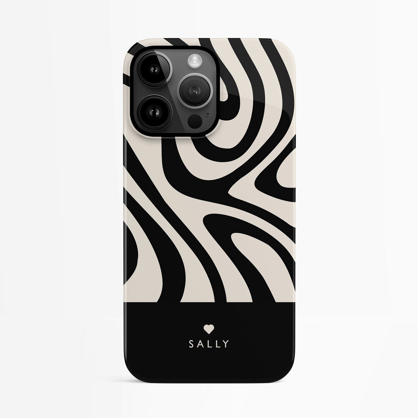 Personalised Black and Cream Swirl Case iPhone 14 Phone Case