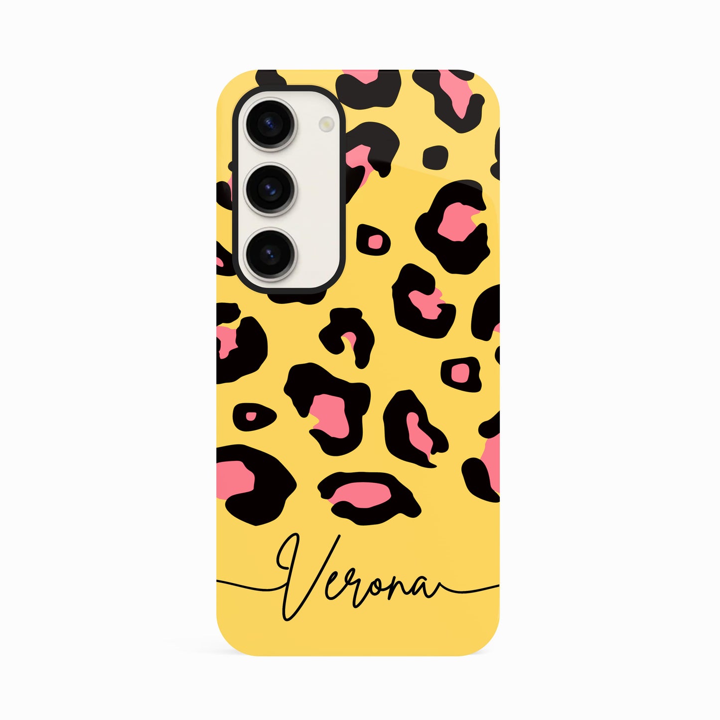 Rhubarb Custard Personalised Leopard Print Case Samsung Galaxy S23 Phone Case