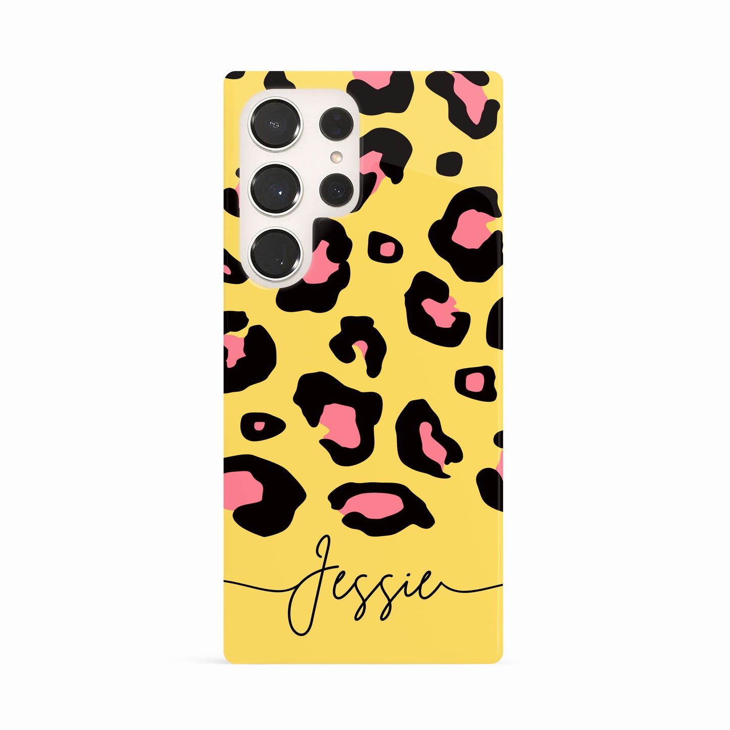 Rhubarb Custard Personalised Leopard Print Case Samsung Galaxy S23 Ultra Phone Case