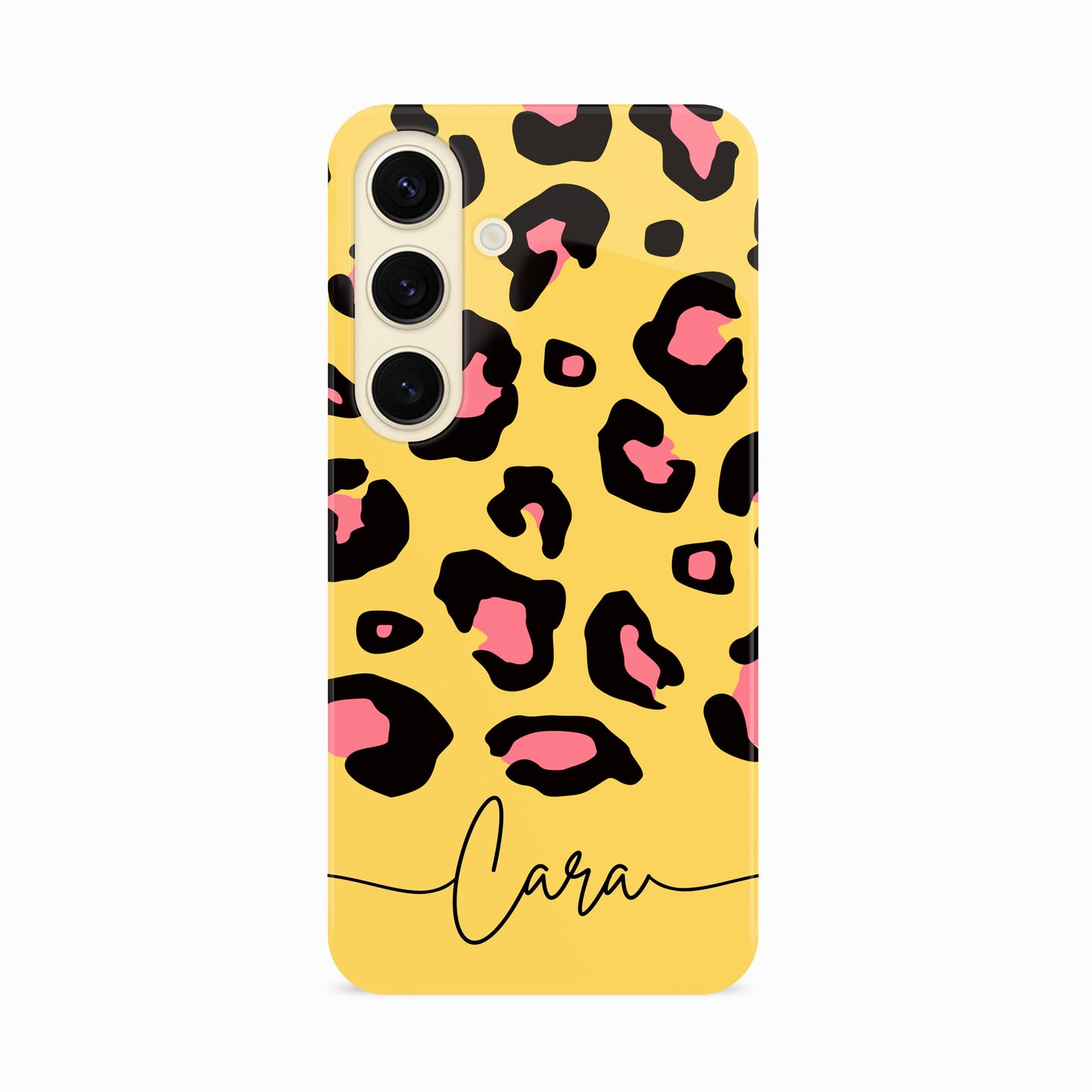 Rhubarb Custard Personalised Leopard Print Case Samsung Galaxy S24 Phone Case