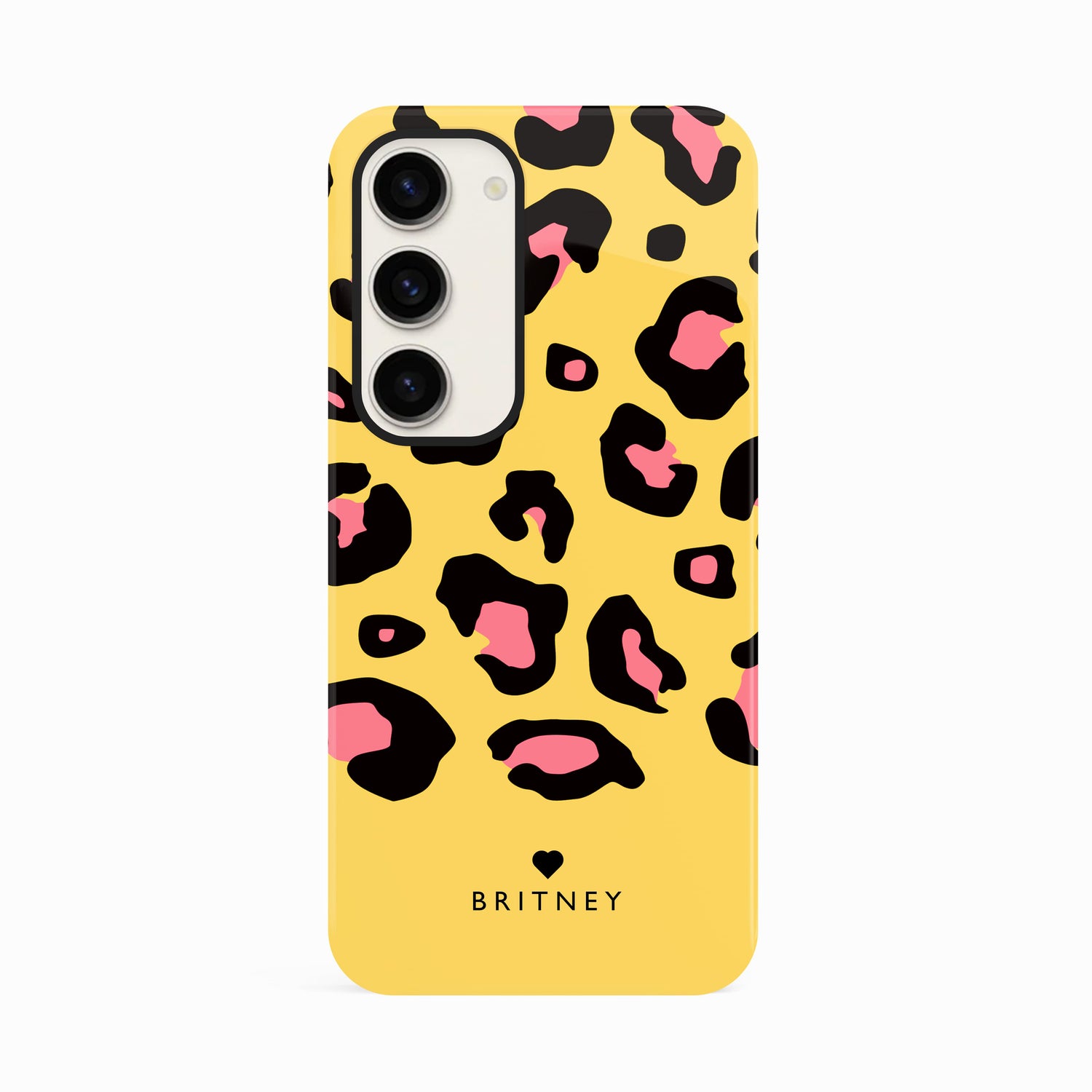 Yellow and Pink Personalised Leopard Print Case Samsung Galaxy S23 Phone Case