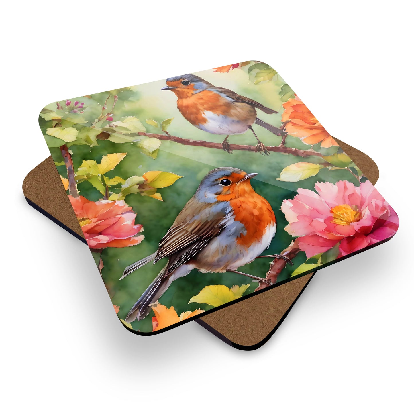 Personalised Robin Art Mug and Coaster Gift Set  Mug