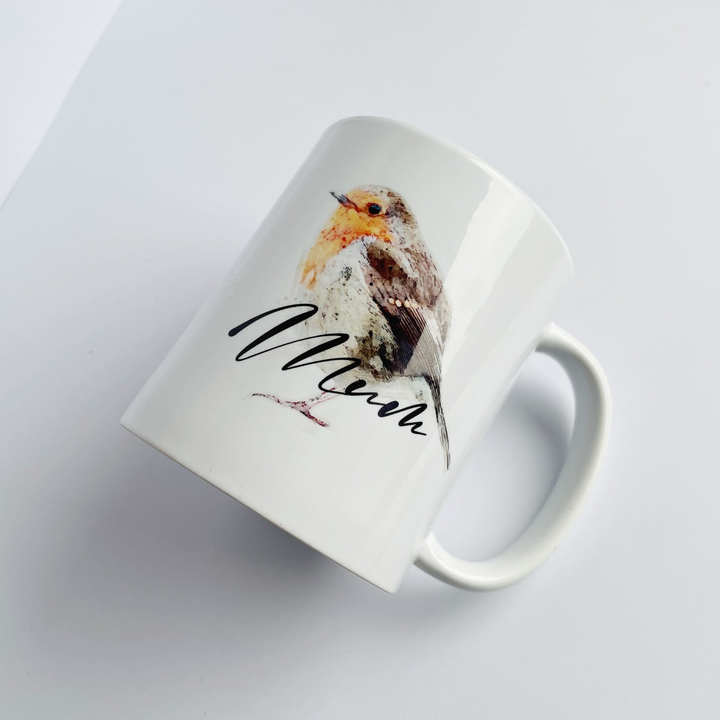 Personalised Robin Bird Art Mug  Mug