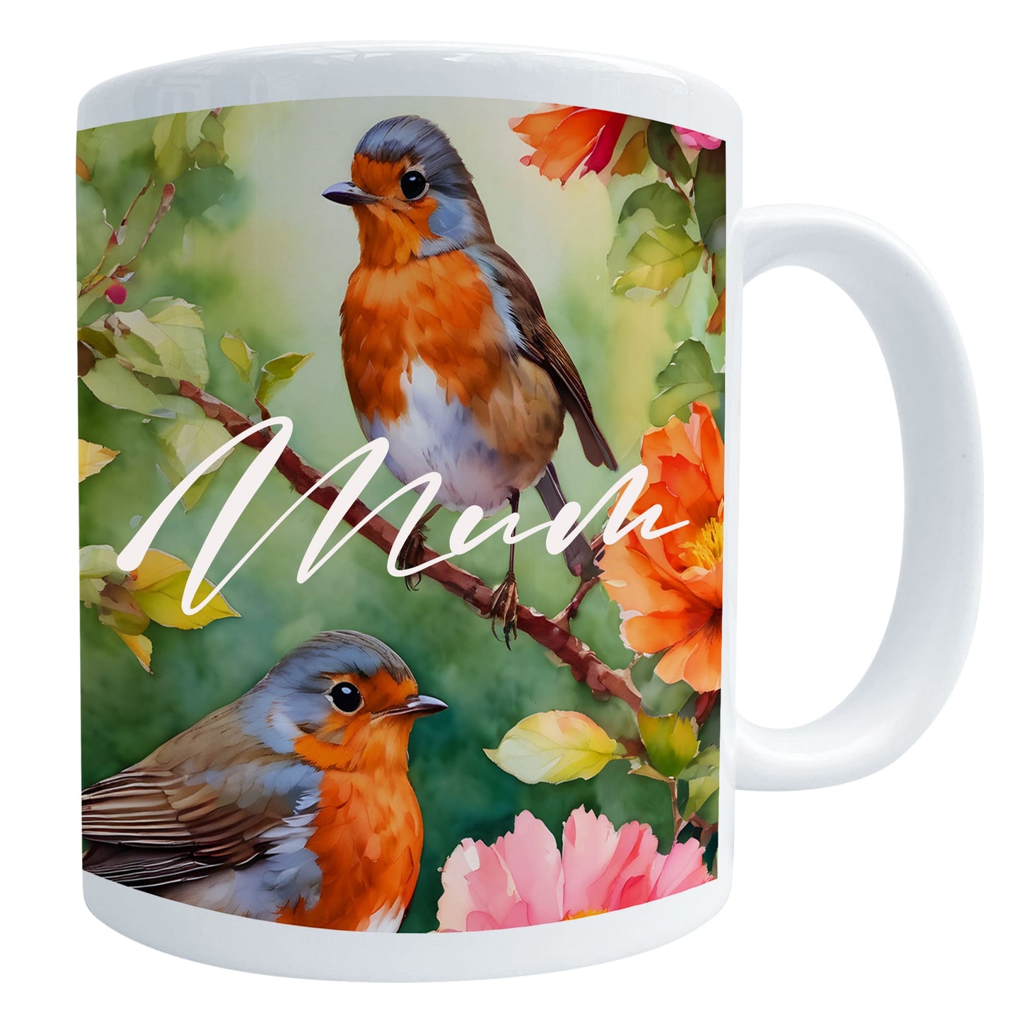 Personalised Robin Art Mug and Coaster Gift Set  Mug