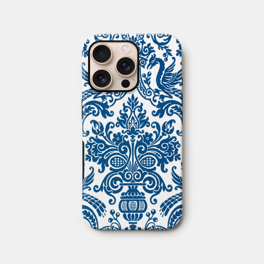 Royal Blue Damask Toile Case iPhone 16 Phone Case