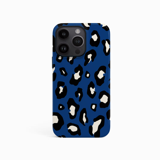 Royal Blue Leopard Print Pattern Phone Case iPhone 15 Phone Case