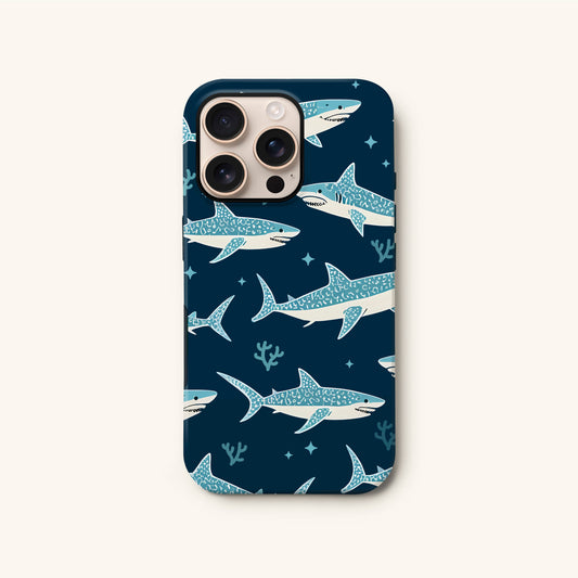 Retro Shark Pattern Phone Case iPhone 16 Phone Case