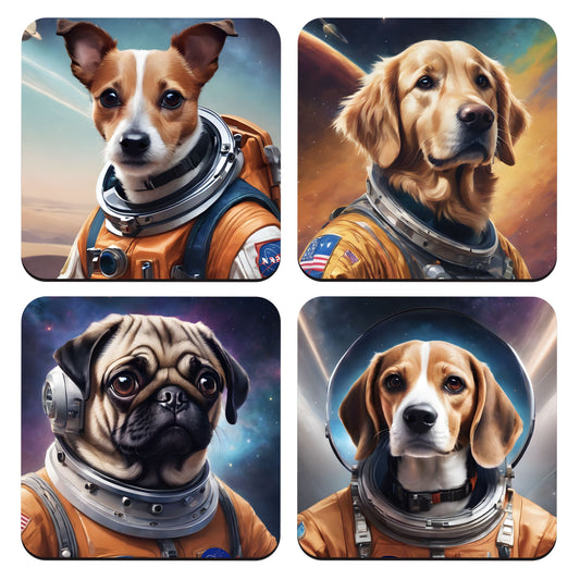 Dog Astronaut Space Art 4 x Coaster Set  Coaster