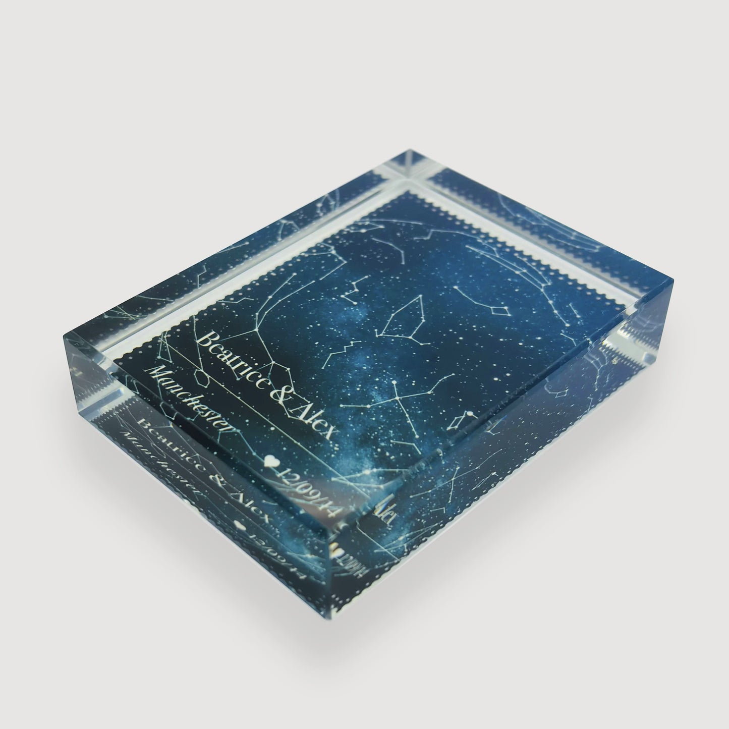 Star Map by Date Custom Glass Block Gift Ornament