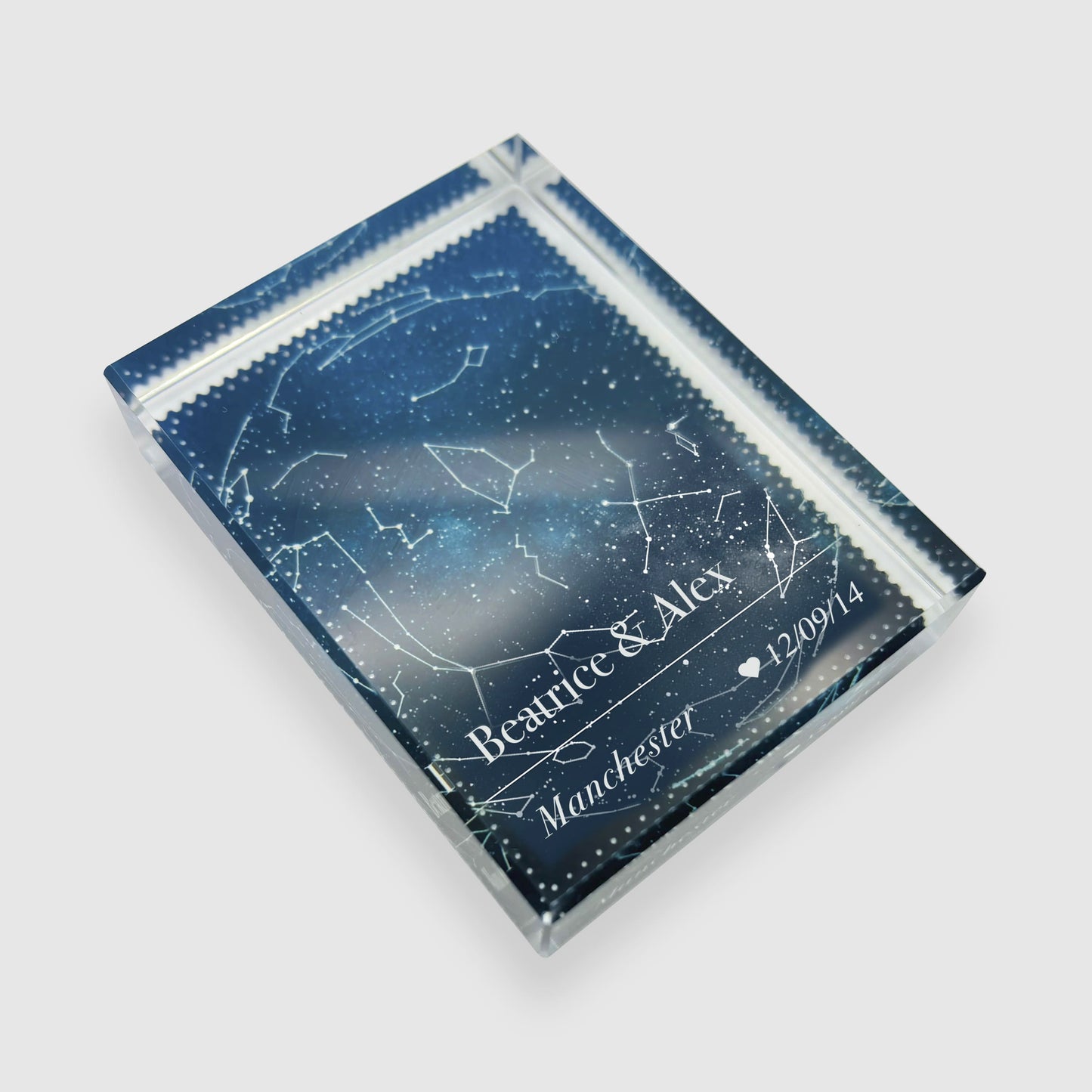 Star Map by Date Custom Glass Block Gift Ornament