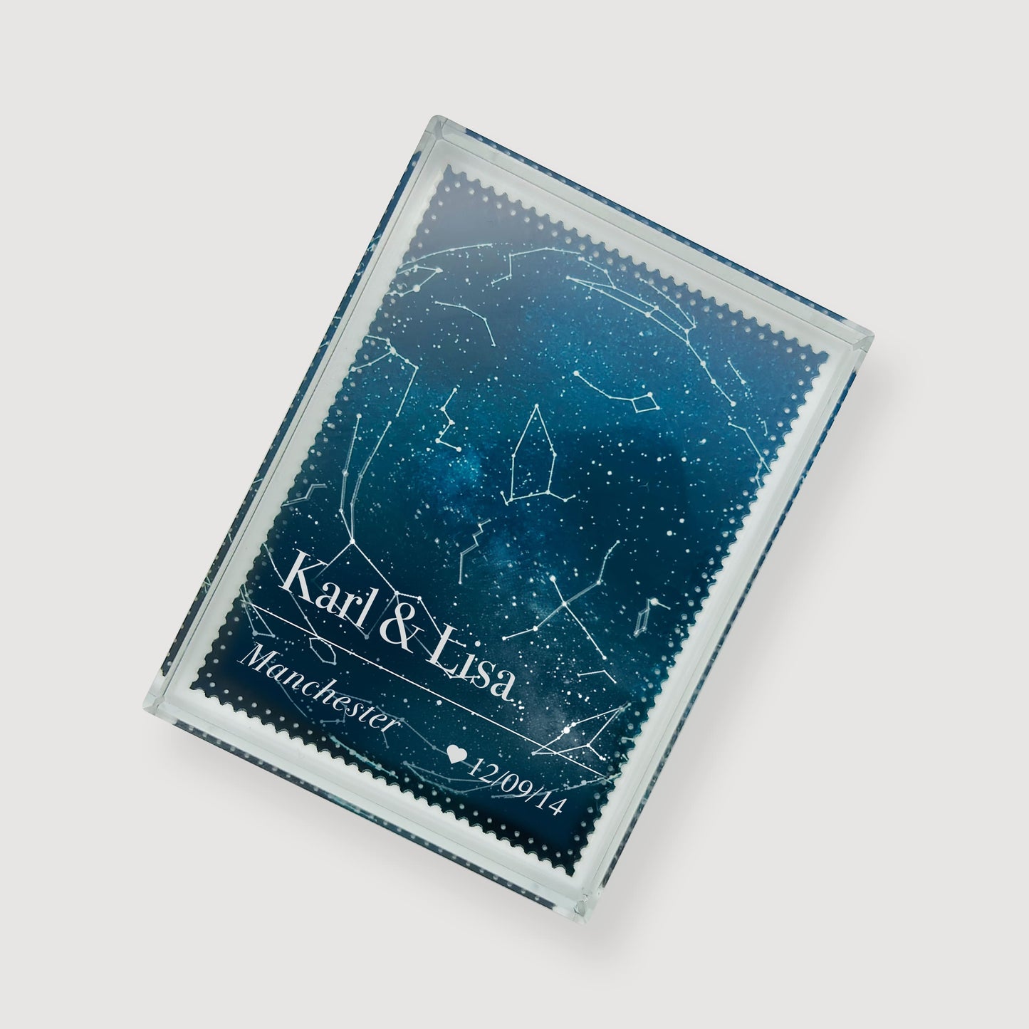 Star Map by Date Custom Glass Block Gift Ornament