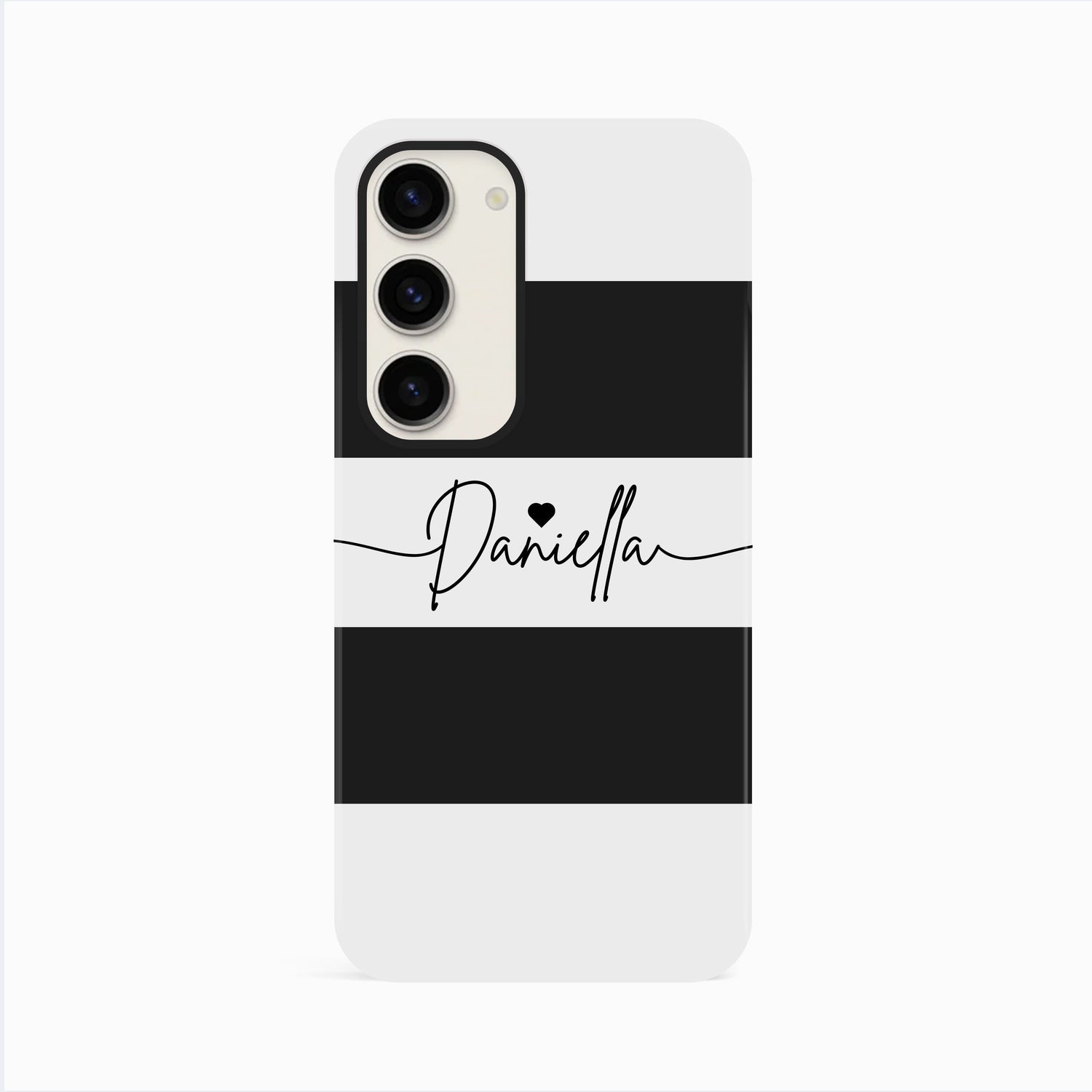 Personalised Name & Heart Black Stripe Case Samsung Galaxy S23 Phone Case