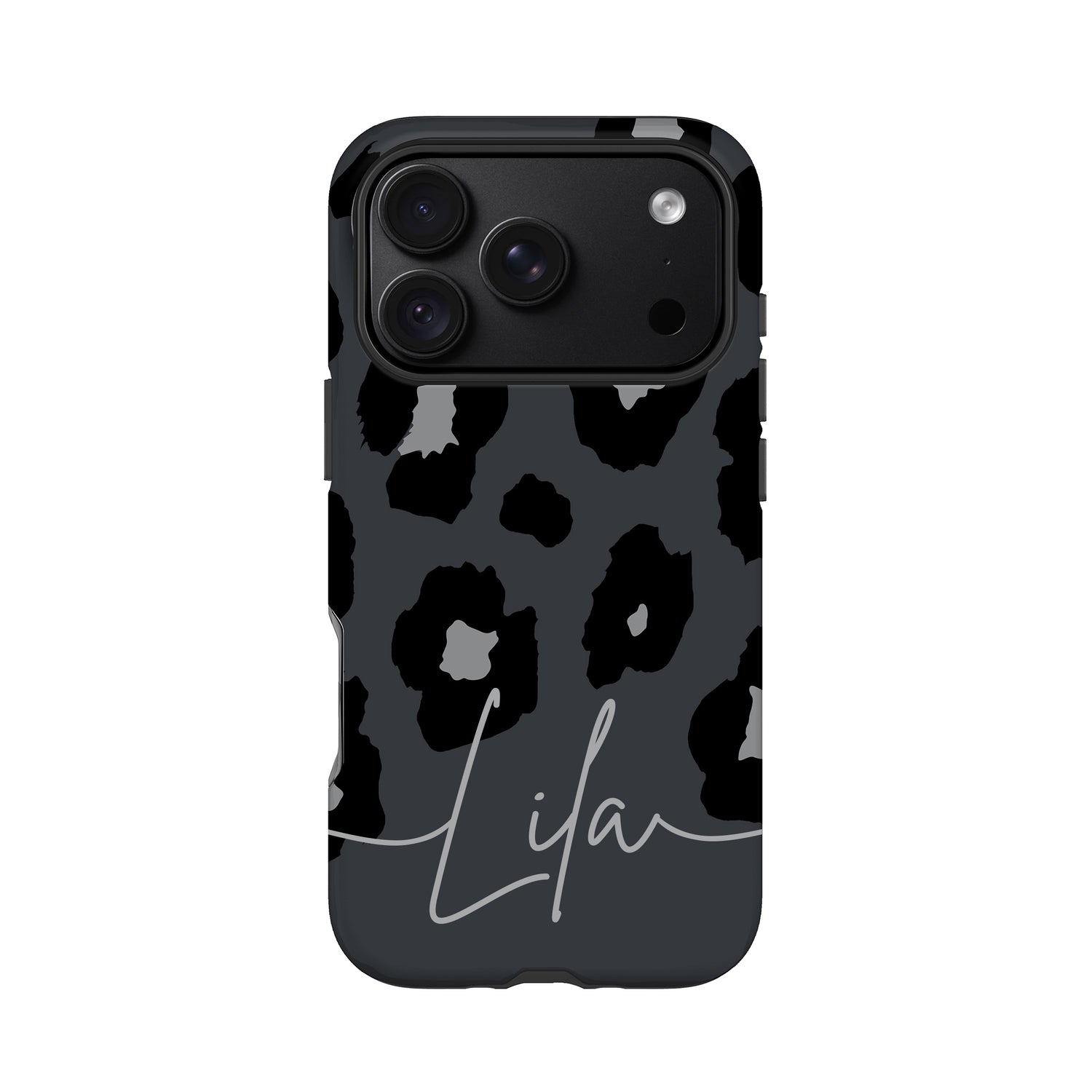 Midnight Grey Leopard Print Case iPhone 18 Pro Phone Case