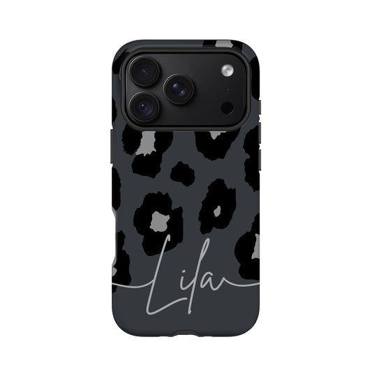 Midnight Grey Leopard Print Case iPhone 18 Pro Phone Case