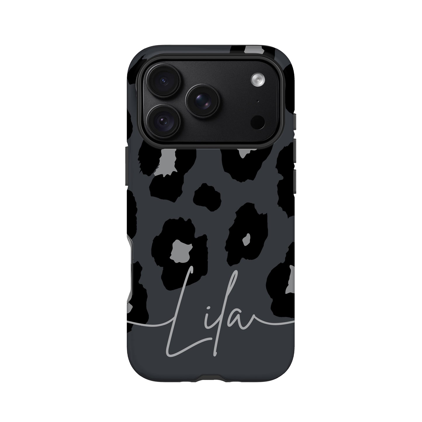 Midnight Grey Leopard Print Case iPhone 18 Pro Phone Case