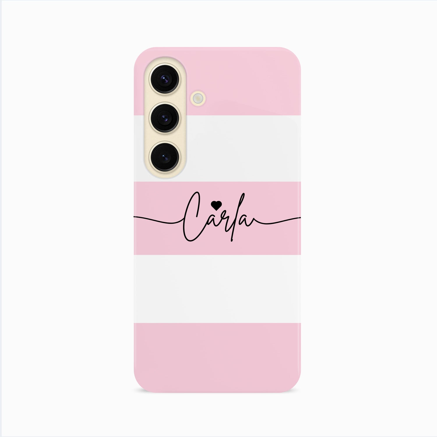 Baby Pink Stripes Personalised Name Case Samsung Galaxy S24 Phone Case